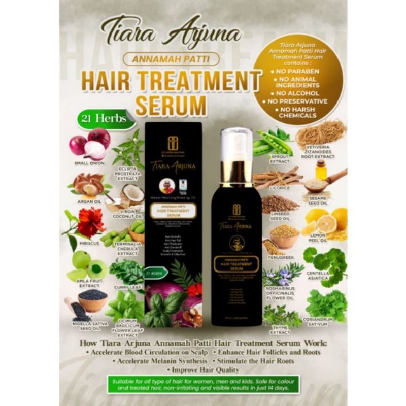 TIARA ARJUNA HAIR SERUM/SHAMPOO RAMBUT KEKAL TEBAL DAN BERSINAR (100