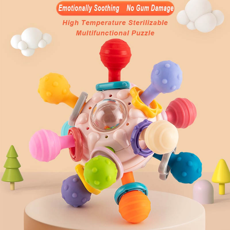 Baby Teething Toys Sensory Chew Silicone Rattle Toy Teether Toys