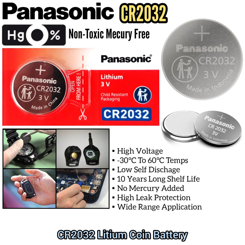 Panasonic CR2032 Lithium Battery Coin 2032 Battery For Automotive Car