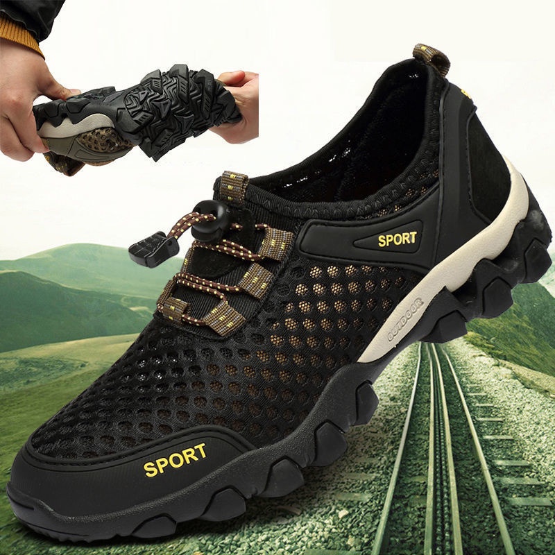 Summer Mens Mesh Hiking Shoes Breathable Anti Slip Wading Shoes Outdoor Running Sneakers 6323