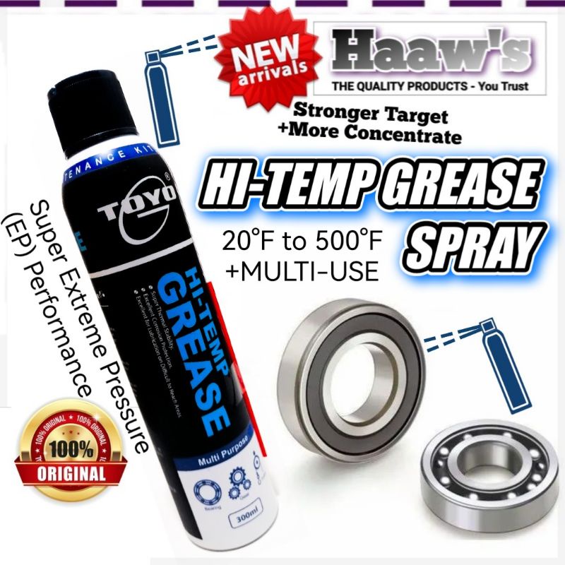 100 ORIGINAL HITEMP MULTIUSE GREASE SPRAY 300ML BEARING ANTIRUST LUBRICANT BOX SOCKET AIR