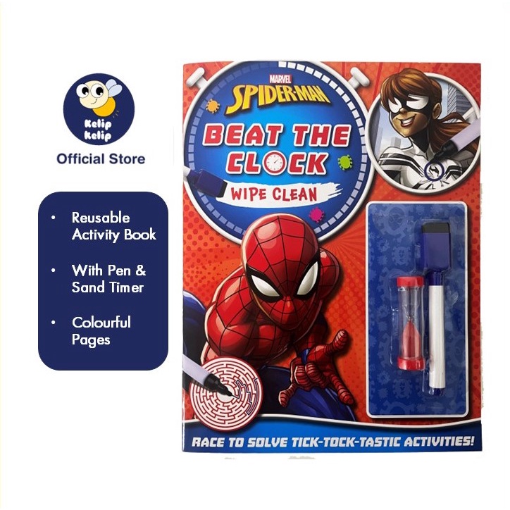 Marvel Spiderman Wipe Clean Activity Book For Kids Beat The Clock with ...