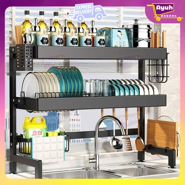 Msborong- Rak Pinggan Sinki Stainless Steel Dish Rack Rak Dapur Rak ...