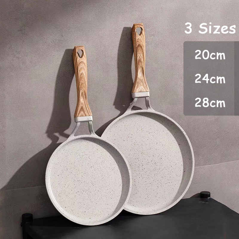 S&S 20/24/28cm White Frying Pan Nonstick Pan Omelette Pan Pancake Pan