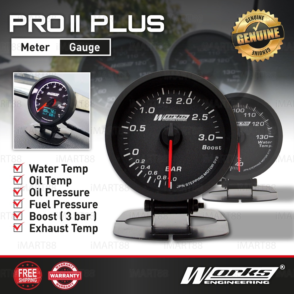 Works Engineering Pro II PLUS Meter / Gauge - Water, Oil Temperature ...