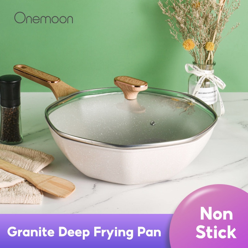 Onemoon OM0018 Granite aluminium Deep frying pan Non Stick wok 26/30