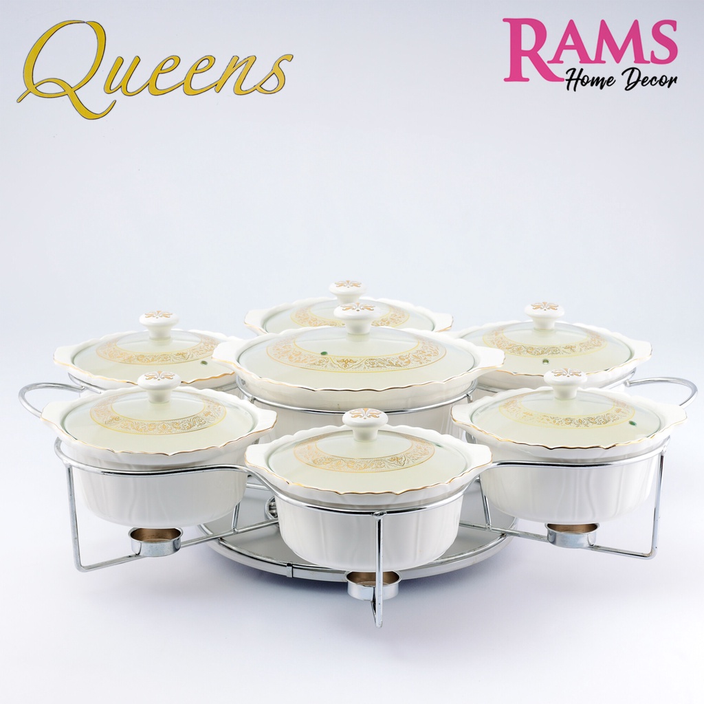 Queens 16 Pcs Premium Porcelain Serving Dish Set / Chafing Dish Set