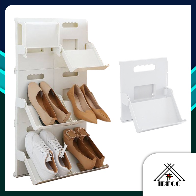 iDECO Foldable Vertical Simple Shoe Rack Door Slippers Storage Rack ...