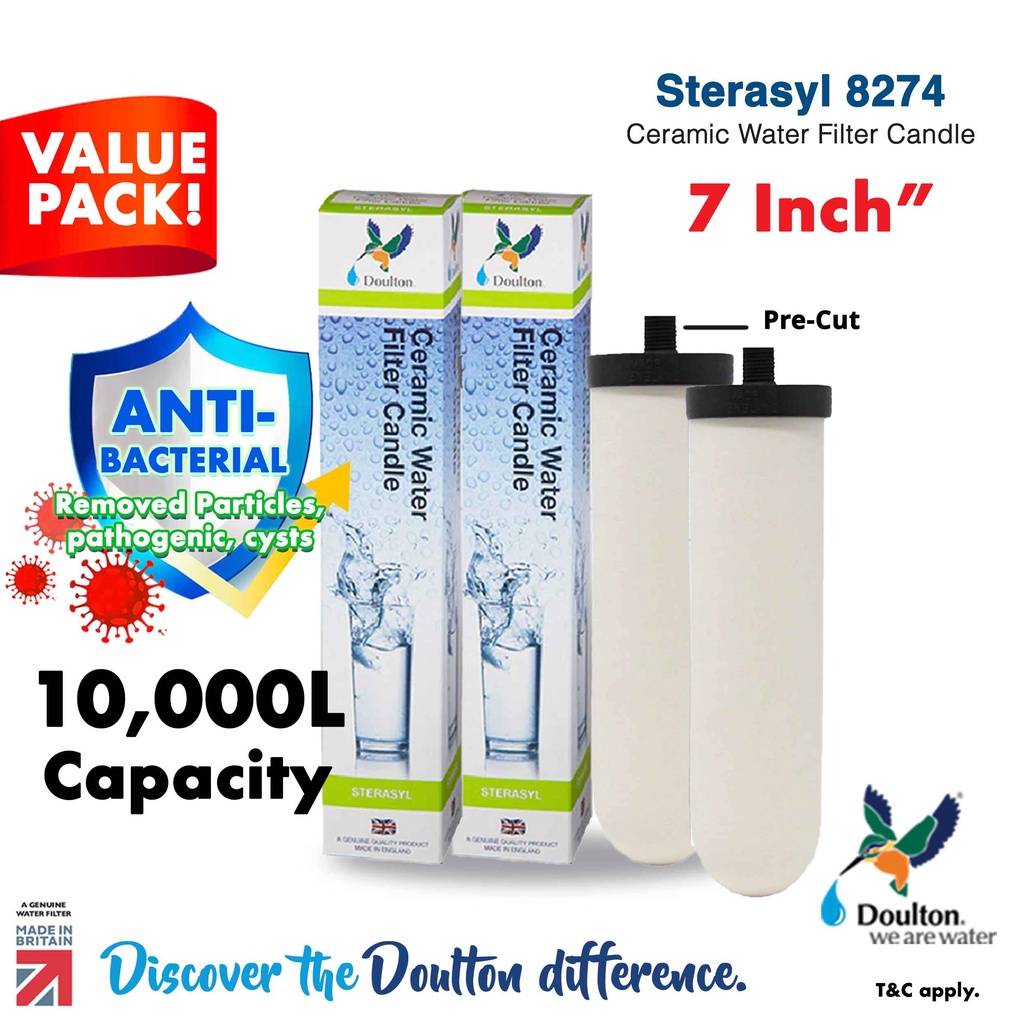 (Value Pack!2pcs) Doulton Sterasyl 8274 7''inch Ceramic Water Filter