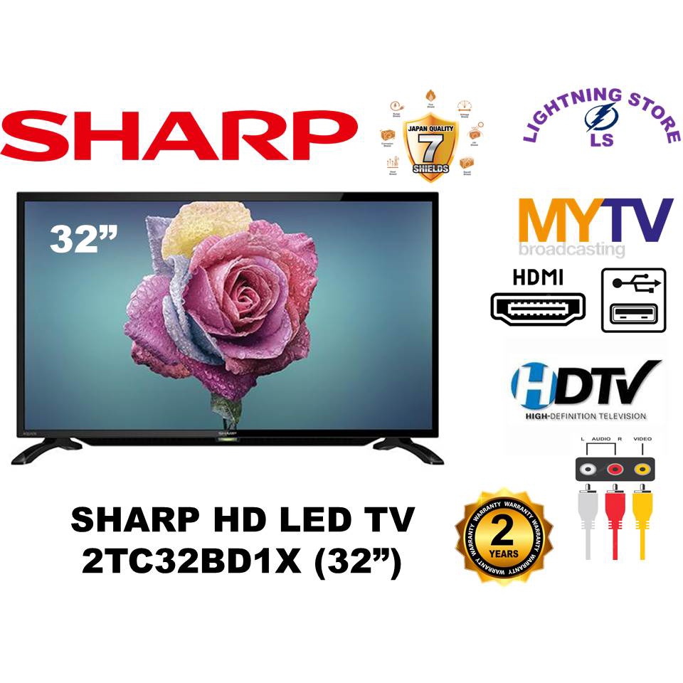Sharp 32 Inch HD Ready LED TV With DVBT2 2TC32BD1X (DIGITAL TV)(MY