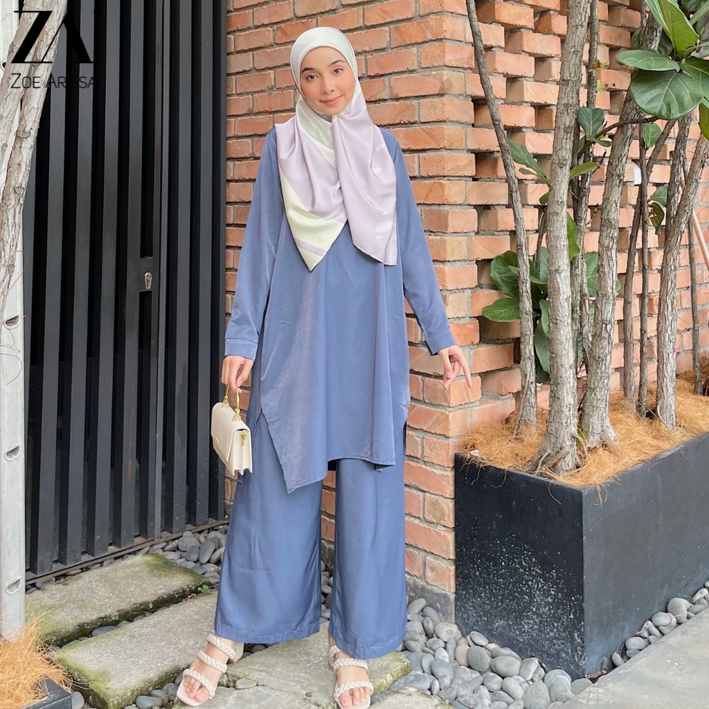 ZOE ARISSA MUSLIMAH SUIT WARDA VIRAL Ayla Suit Pants Cuffed Wrist 2pcs ...