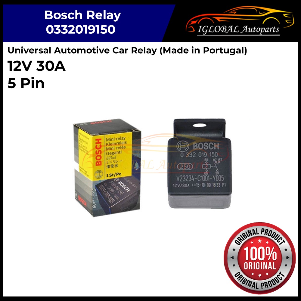 Bosch Universal Automotive Car Relay 12V 30A 5 Pin Bosch Relay