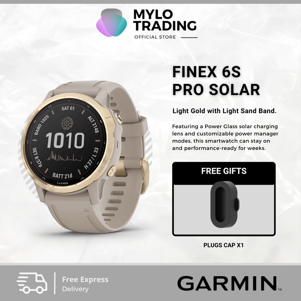 Garmin fenix 6s pro solar online light gold with light sand band