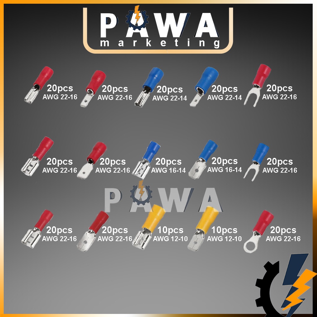 Pawa 280pcs Electrical Assorted Insulated Wire Cable Terminal Crimp ...