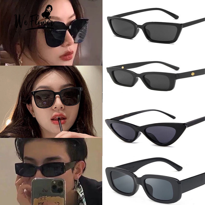 We Flower Unisex AntiUV Fashion Black Square Sunglasses for Men Women