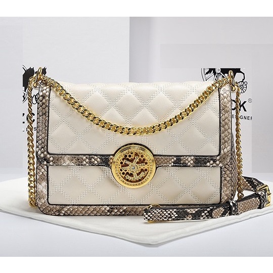 Hong Kong Style Lucky Golden Rolling Snakeskin Printed Crossbosy