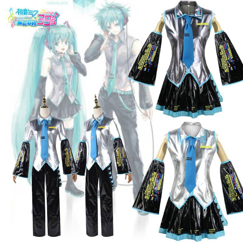 Colorful Hatsune Miku Vocaloid Pu Cosplay Kit For Men With Shirt Pants ...
