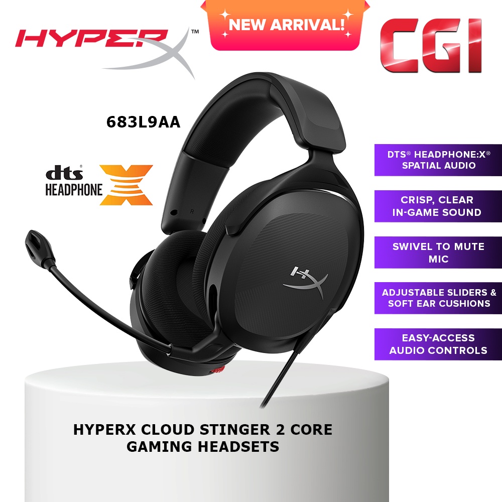HyperX Cloud Stinger 2 Core Gaming Headset with DTXS Headphone Spatial Audio 683L9AA Shopee