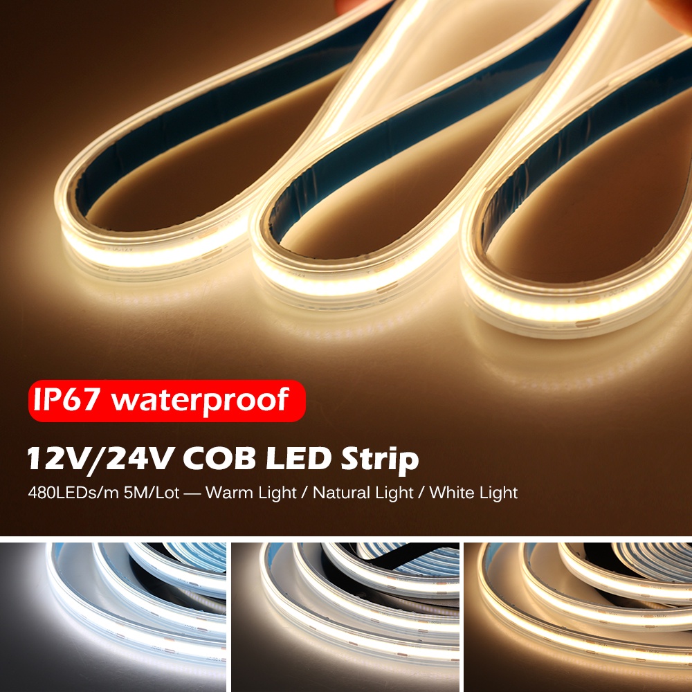 COB LED Strip Light 480LEDs/m High Density Flexible 3000K 4000K 6000K ...