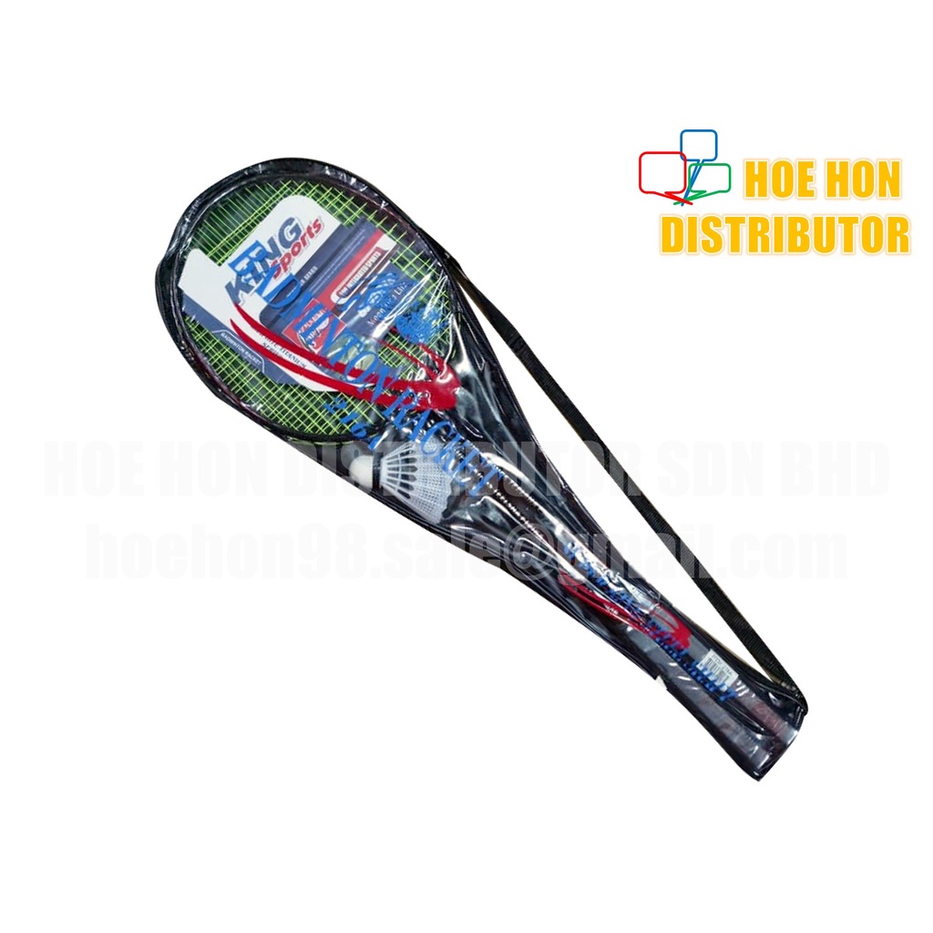 [Low Cost] King Badminton Racket / Raket 2pc + Shuttlecock + Bag 216
