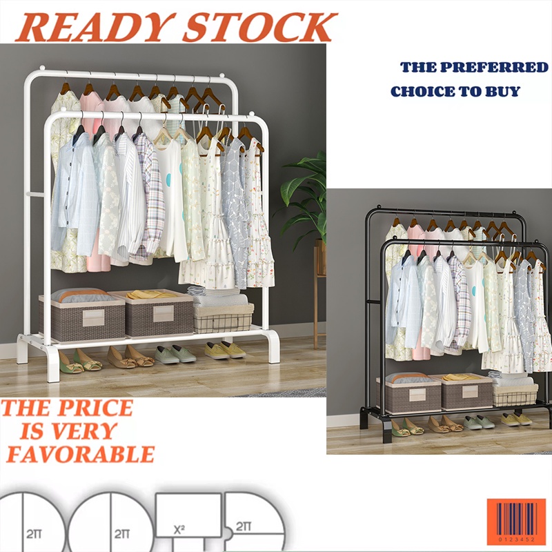 Big Double/Single Pole Type Drying Rack Floor-standing Clothes Hanger ...