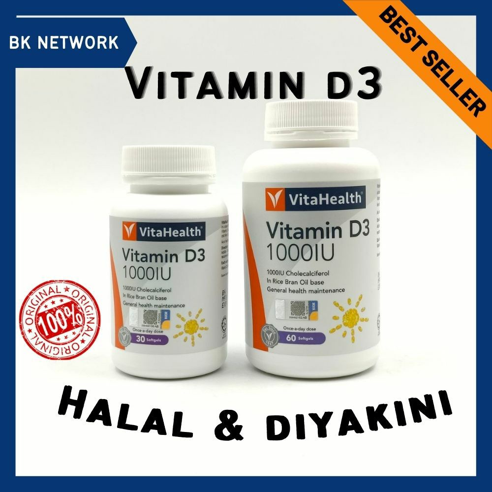 🔥HOT🔥 Vitamin D3 1000iU (HALAL) VitaHealth Well Being Supplements