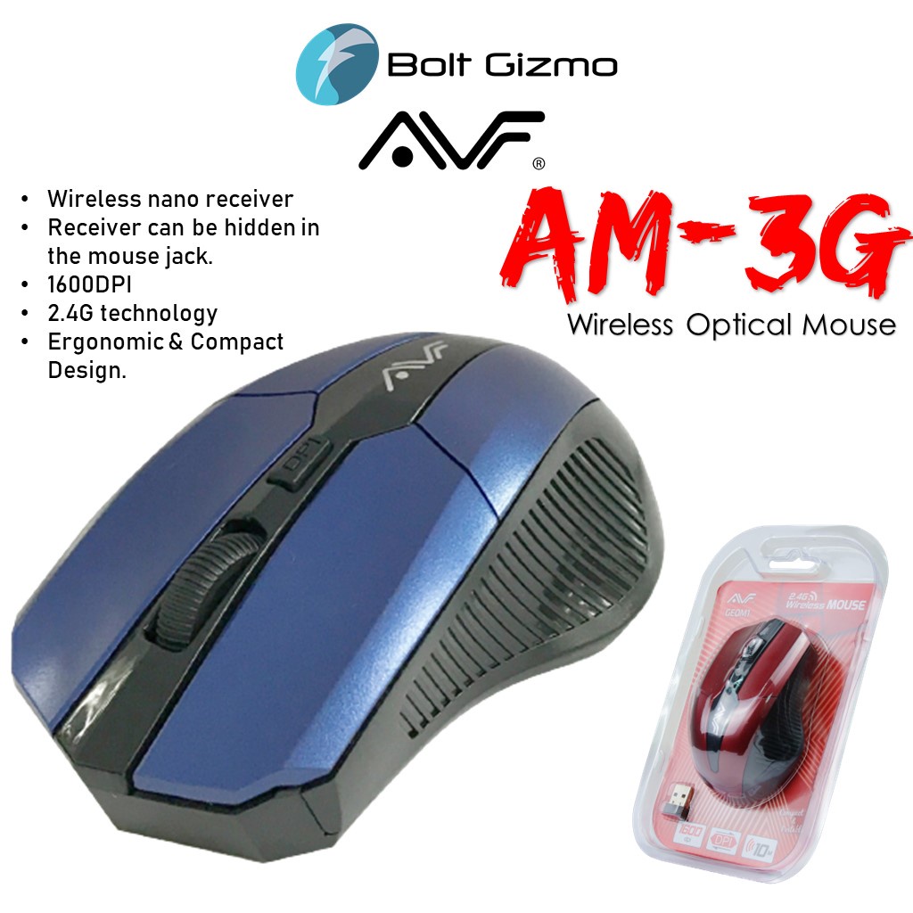 AVF WIRELESS OPTICAL MOUSE GEOM1 1600DPI 2.4ghz AM3G | Shopee Malaysia