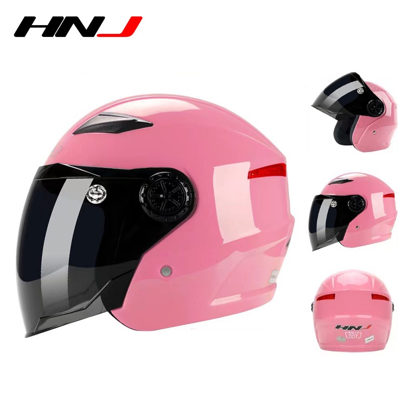 HNJ Motorcycle Helmet Half Cut Open Face (Suit All 5662CM) Pink Adult
