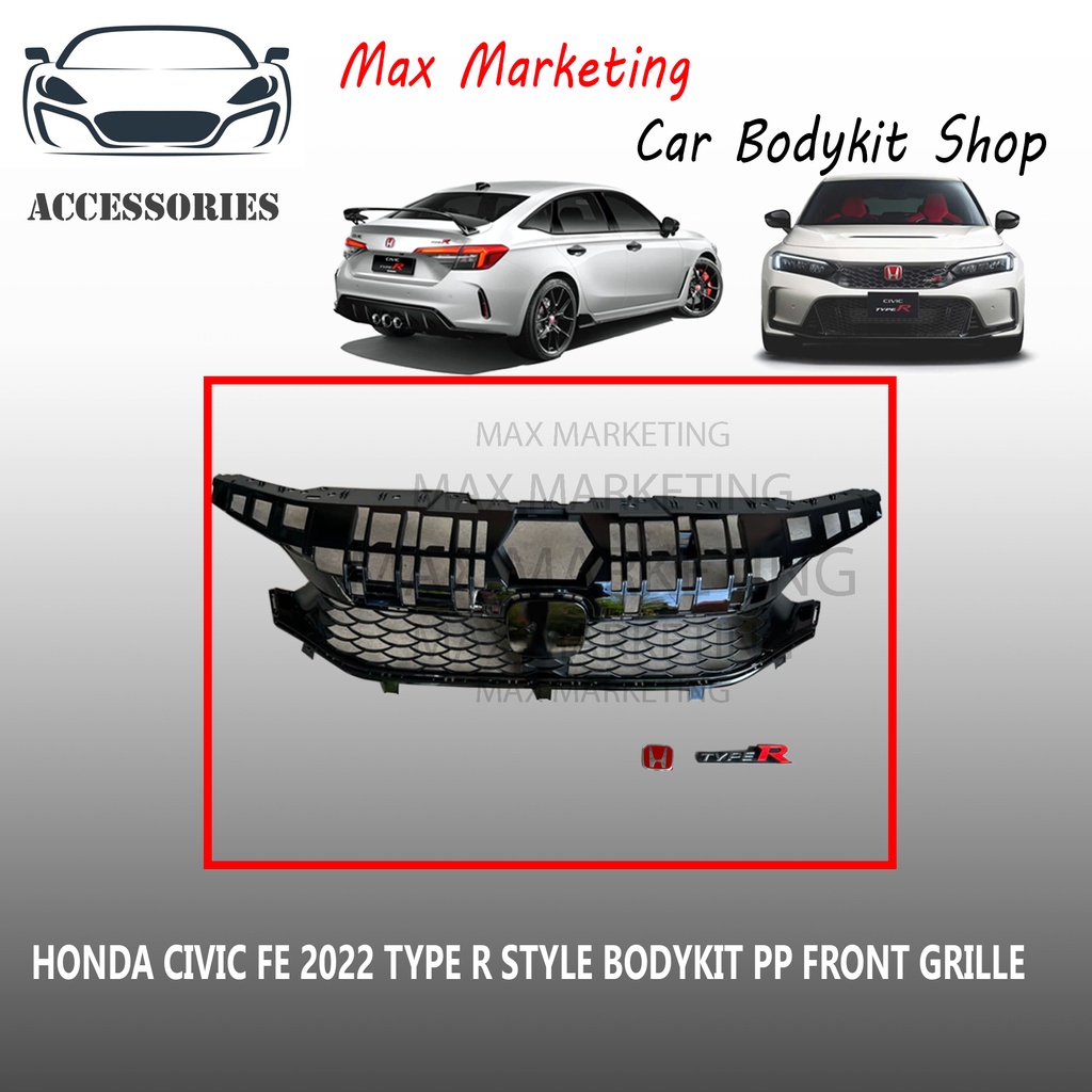 HONDA CIVIC FE 2022 TYPE R STYLE BODYKIT PP FRONT BUMPER / FRONT GRILLE ...