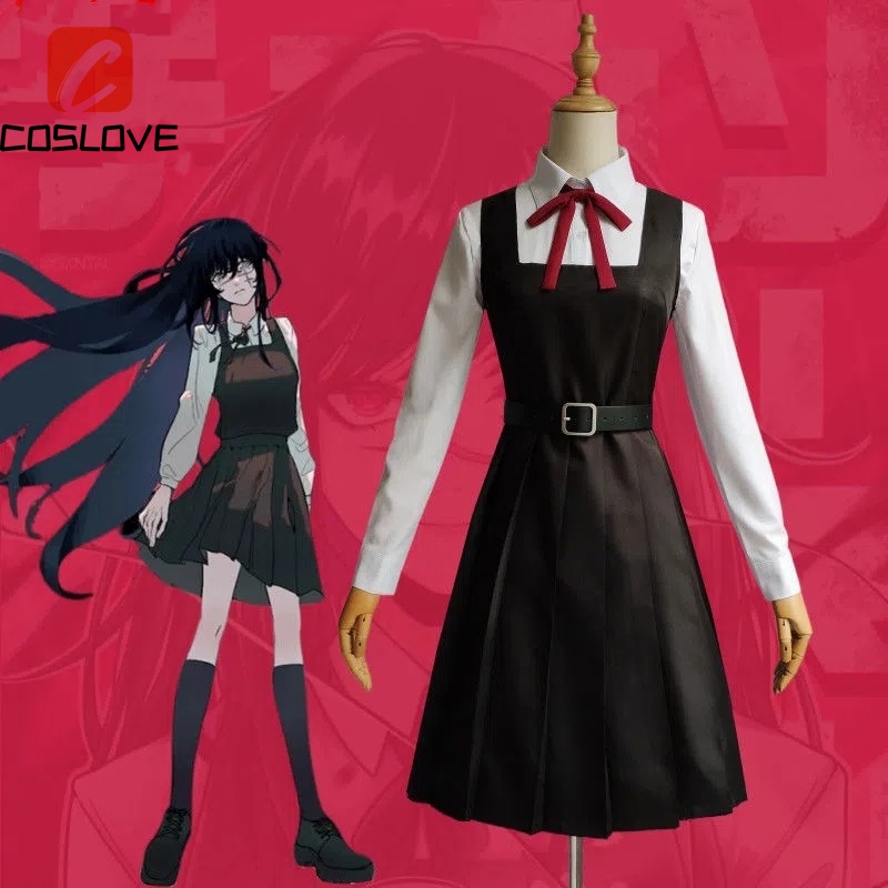 Asa Mitaka Cosplay Perücke Von Chainsaw Man – Lange Schwarze Strähnen, Inkl. Perückenkappe