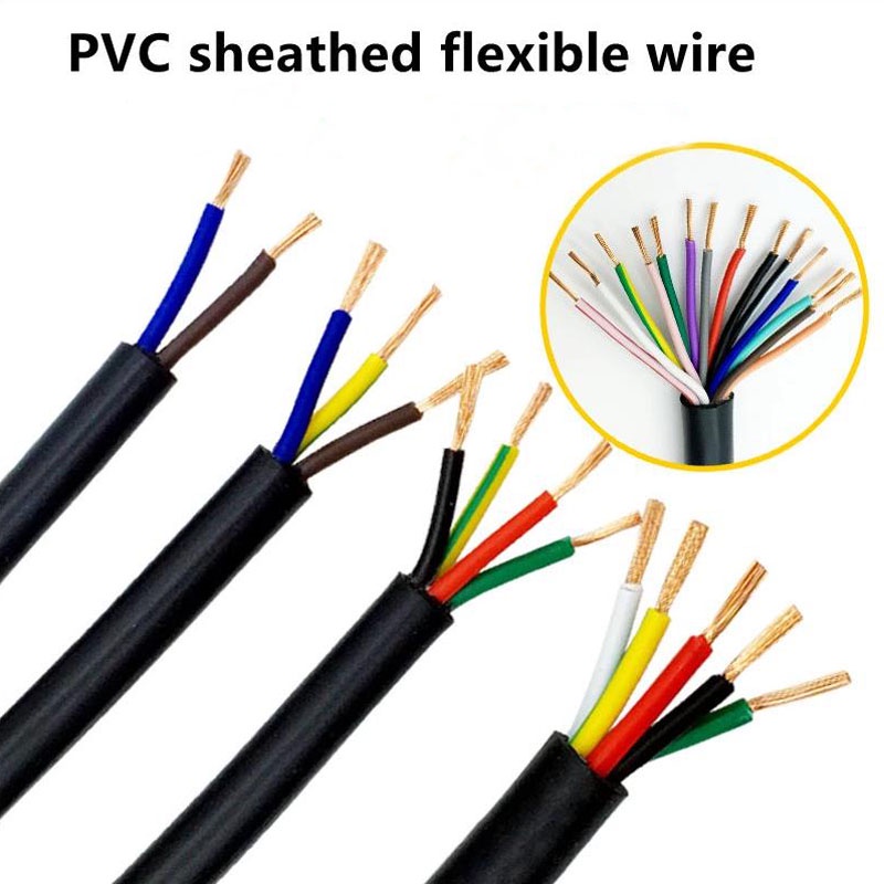 RVV Cable 0.3mm²/0.5mm²/0.75mm² 2 3 4 5 6 7 8 10 Cores PVC Sheathed ...