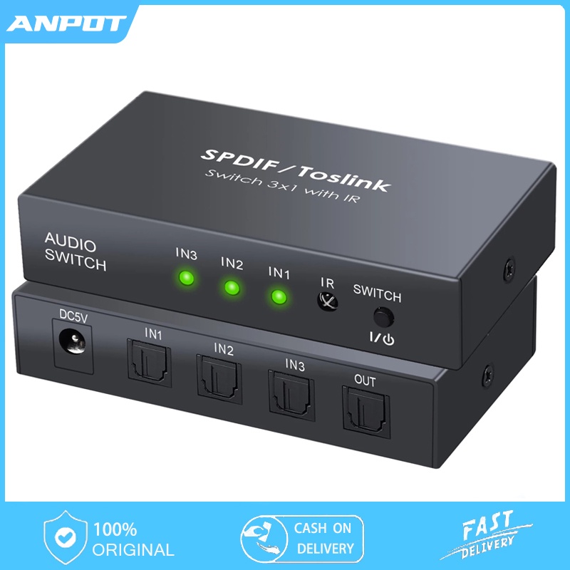 4x1 SPDIF Toslink Switch Box Digital Optical Audio Switcher with IR