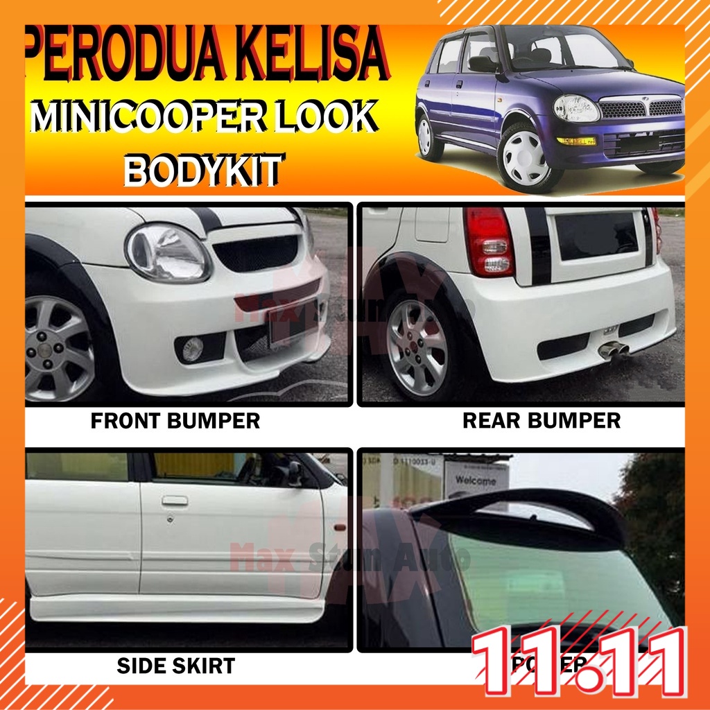 Perodua Kelisa Mini Cooper Look Bumper Skirt Lip Bodykit Mini Fiber