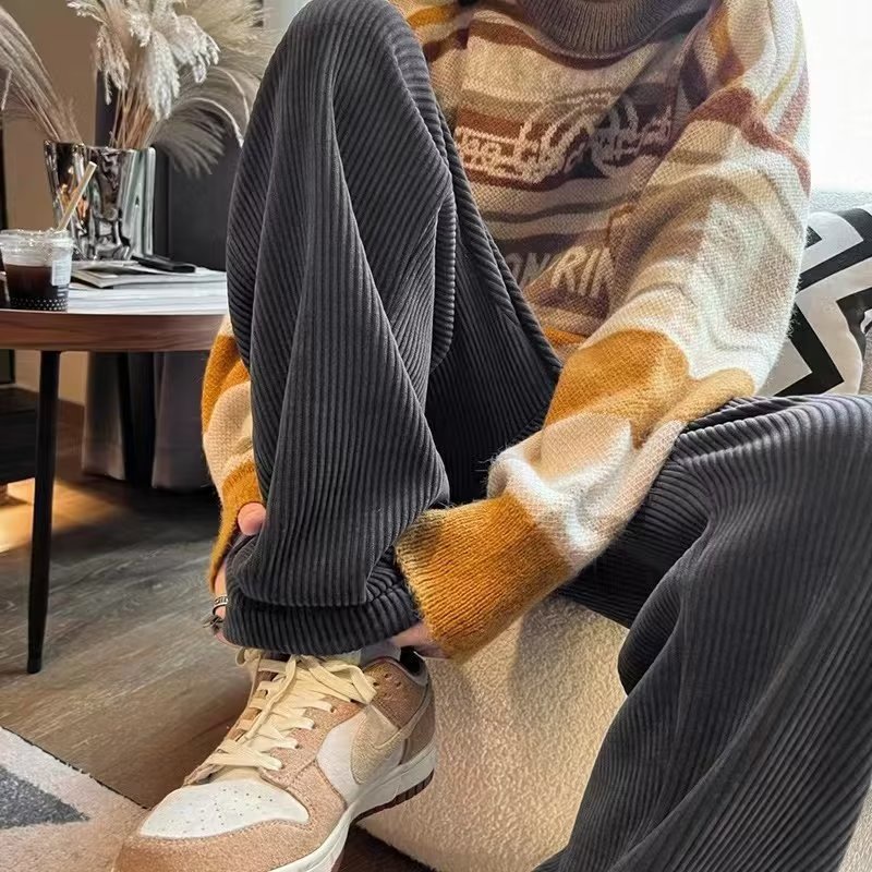 Valdor Corduroy Pants - Men's Vintage Wide-Leg Streetwear Pants