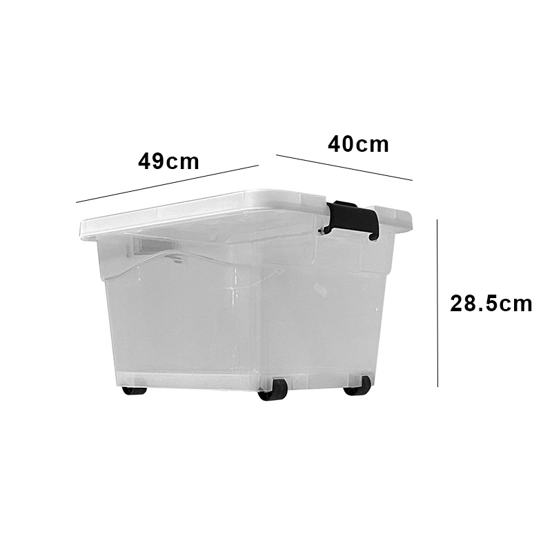 35L Transparent Plastic Storage Box with Wheels | Shopee Malaysia