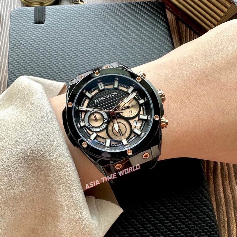 [Original] Alain Delon AD462 Chronograph Men Watch with Leather ...