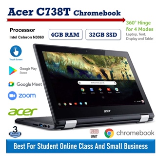 Acer C738T Chromebook 2-in-1 Touch 360 Hinge 11.6 Intel 1.6GHz 4GB 16GB SSD