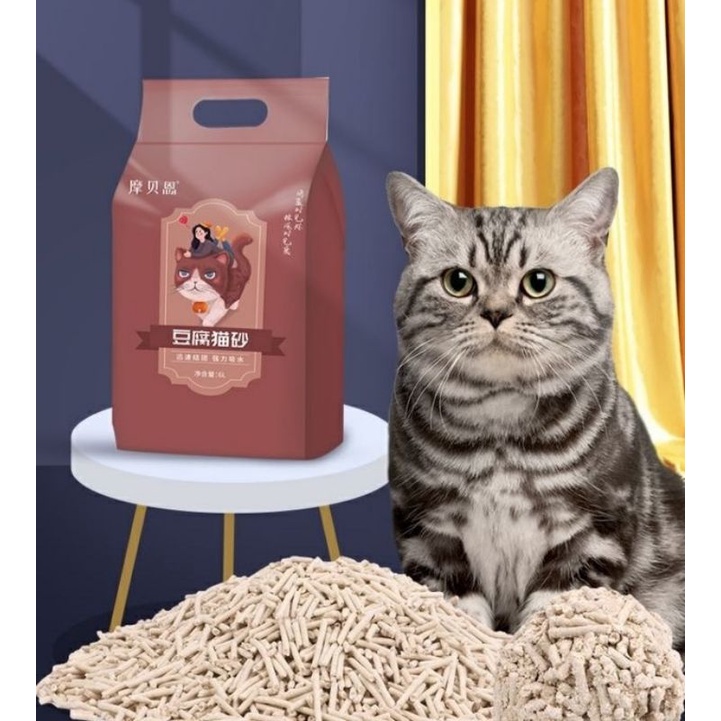 Tofu Cat Litter Premium Super Clumping Natural Cat Litter Tofu 6L Pasir