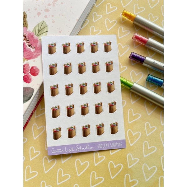 Grocery Shopping Tiny Icon Planner Stickers Bullet Journal, Hobonichi ...