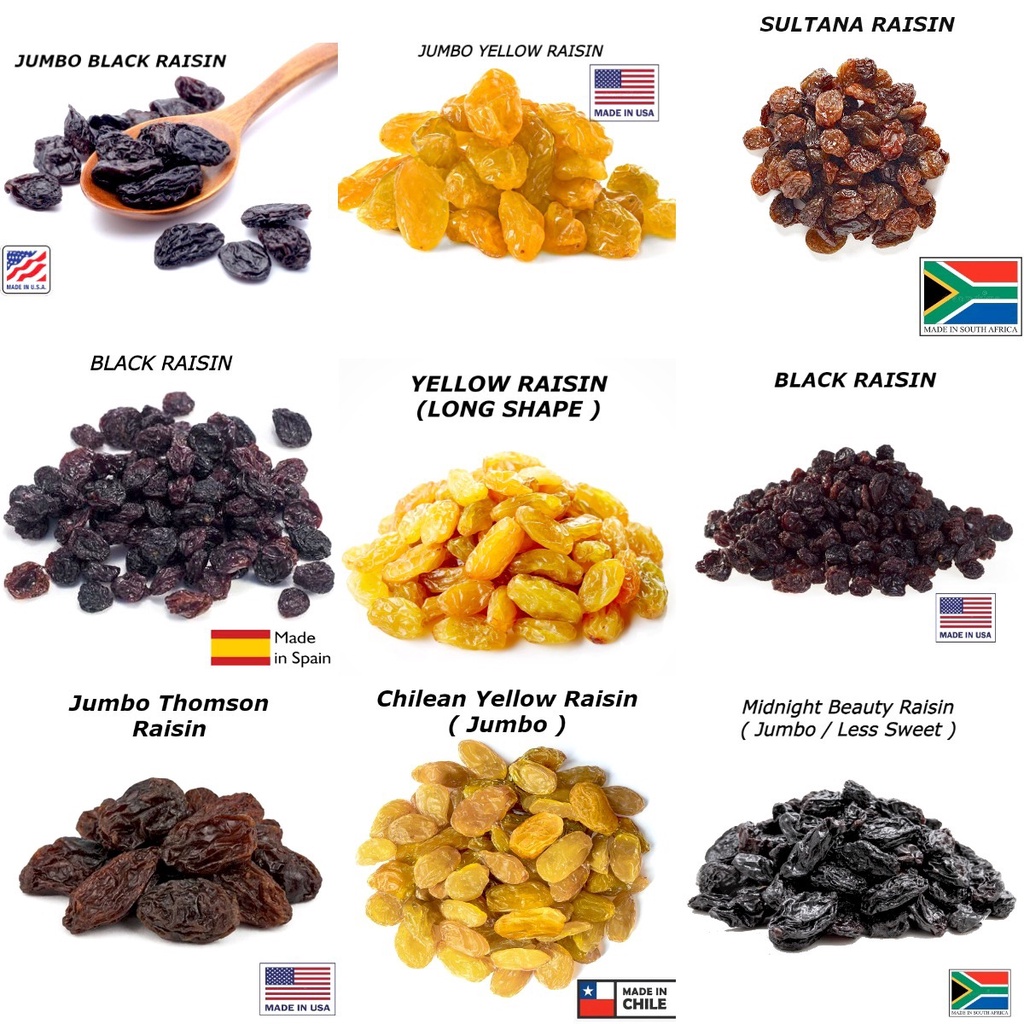 250g 500g (ALL RAISIN ) JUMBO BLACK RAISIN / JUMBO YELLOW RAISIN USA