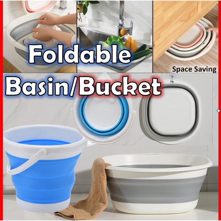 Collapsible Basin Tong Lipat Foldable Wash Basin Square Fold Folding ...