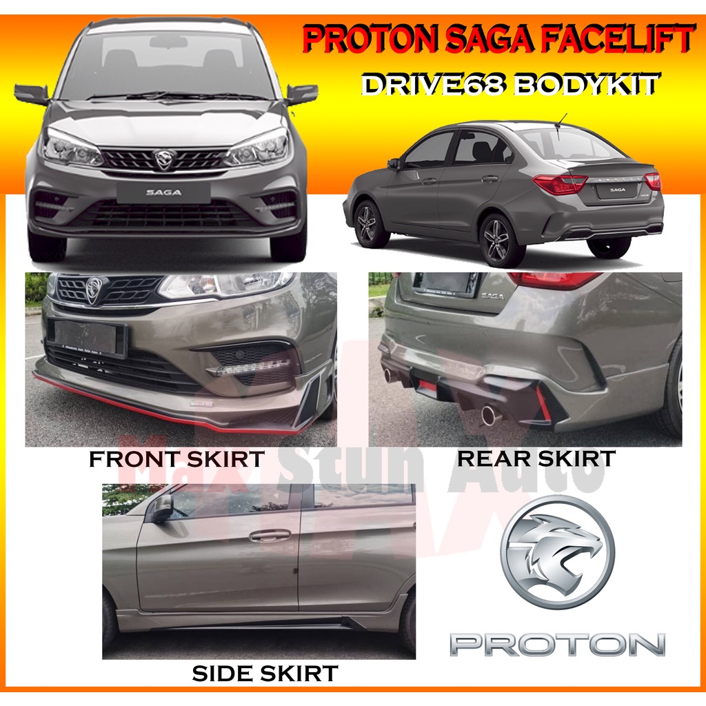 PROTON SAGA FACELIFT 2019-2021 DRIVE68 STYLE SKIRT LIP BODYKIT (D68,68 ...