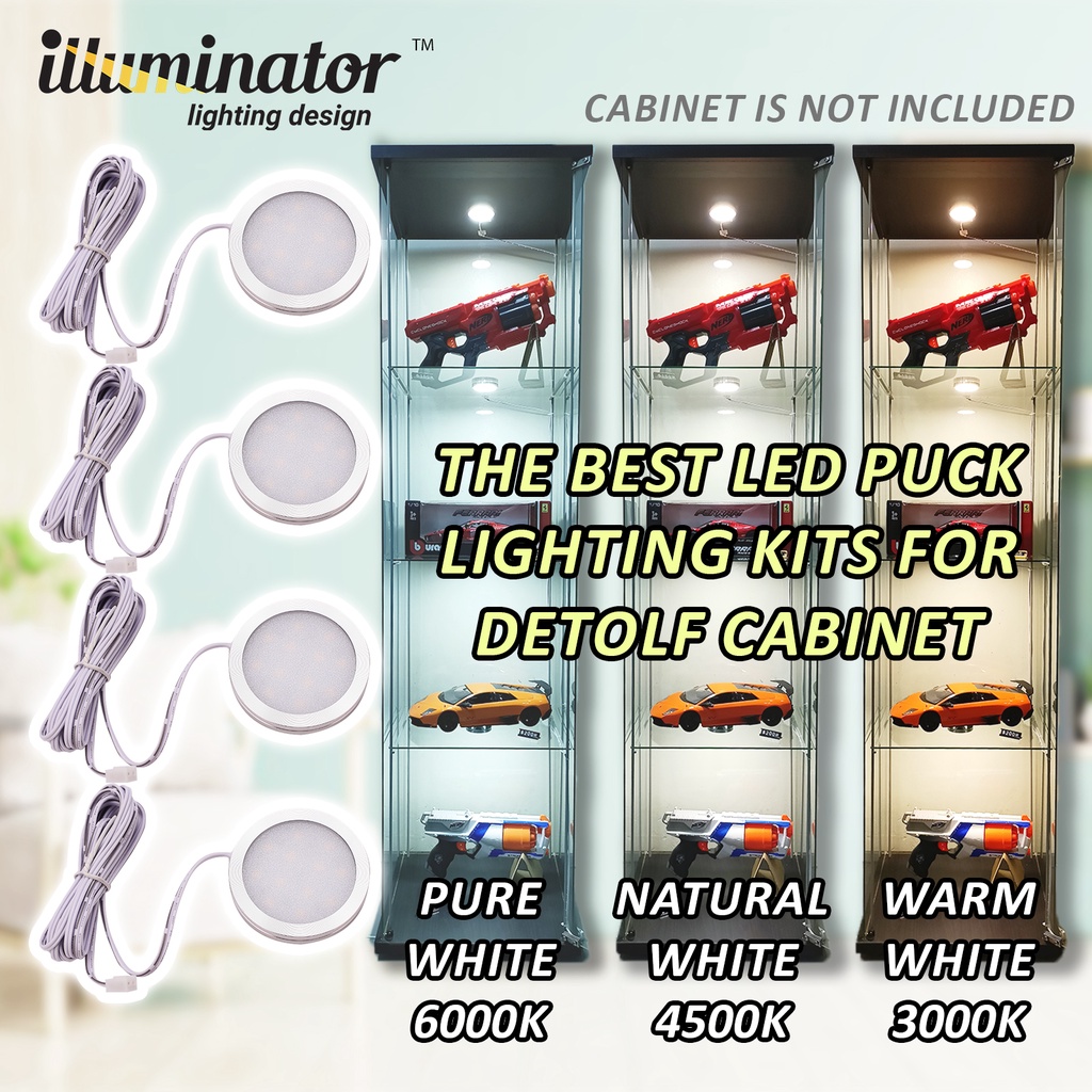 [Ready Stock]Diffused LED Puck Lighting Kits 12V LED Under