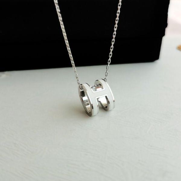 HERMES H letter necklace female pendant does not fade titanium steel ...