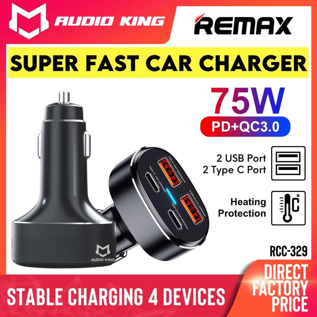 REMAX Car Adapter Fast Charging Car Charger Type C AKRCC329 75W Car USB