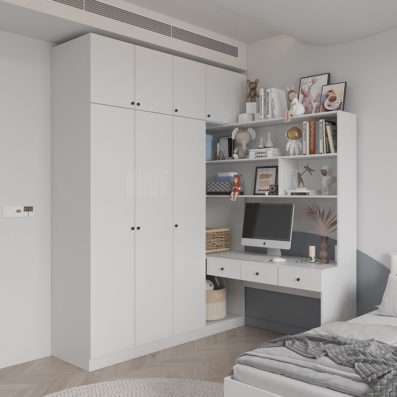 Open wardrobe desk combination home bedroom modern simple flat door