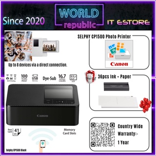 Canon SELPHY CP1500 Compact Photo Printer (White) with RP-108 Ink