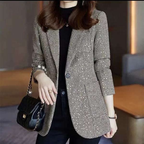 Fashionable Korean version of suit sequins houndstooth women 2022