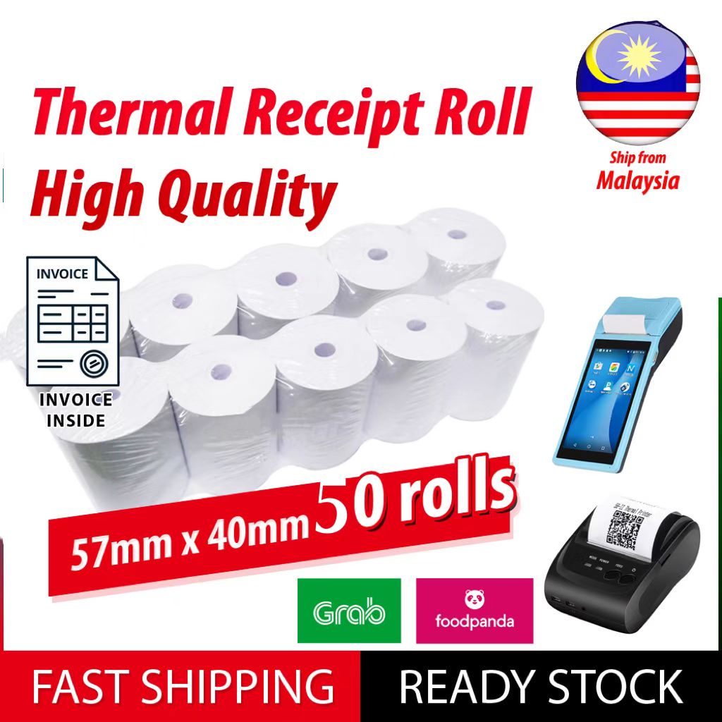57mm x 40mm 58mm x 40mm Thermal Receipt Printer Paper Roll (50 rolls) Shopee Malaysia