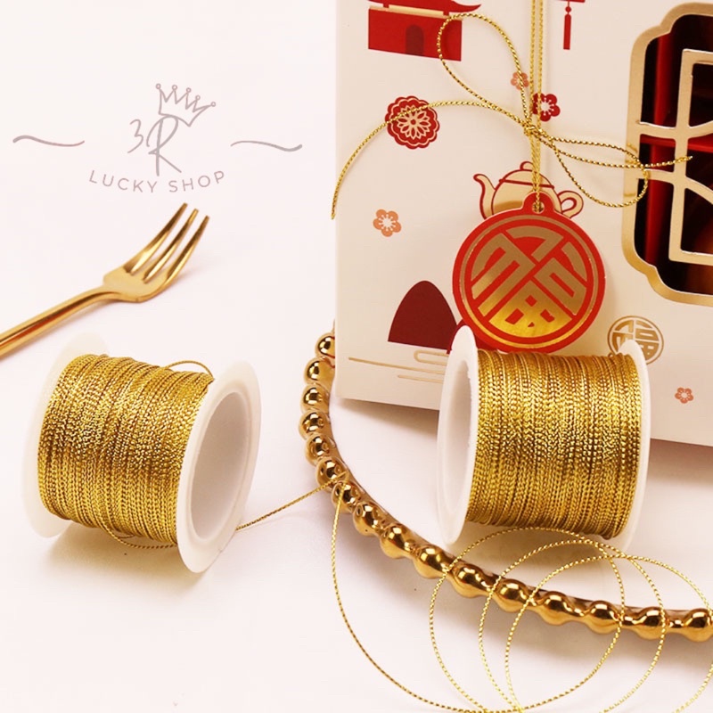 Gold Ribbon Rope For hampers Box 1m Length 22mtr/hangtag Rope Gold